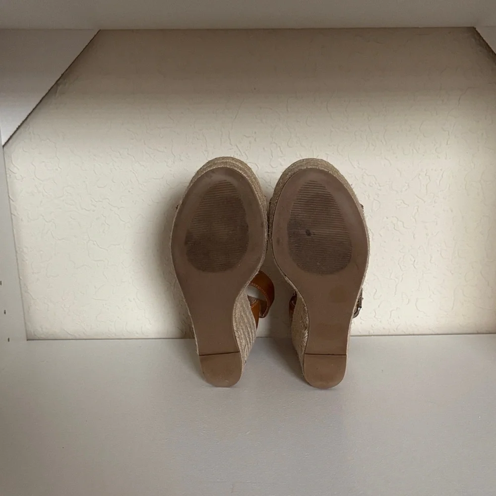 Steve Madden Tan and Silver Wedge Sandals